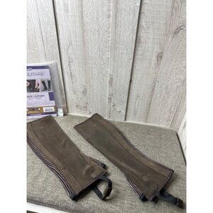 Tough 1 Equitare Pre-Shaped Suede Leather Half Chaps Large Brown